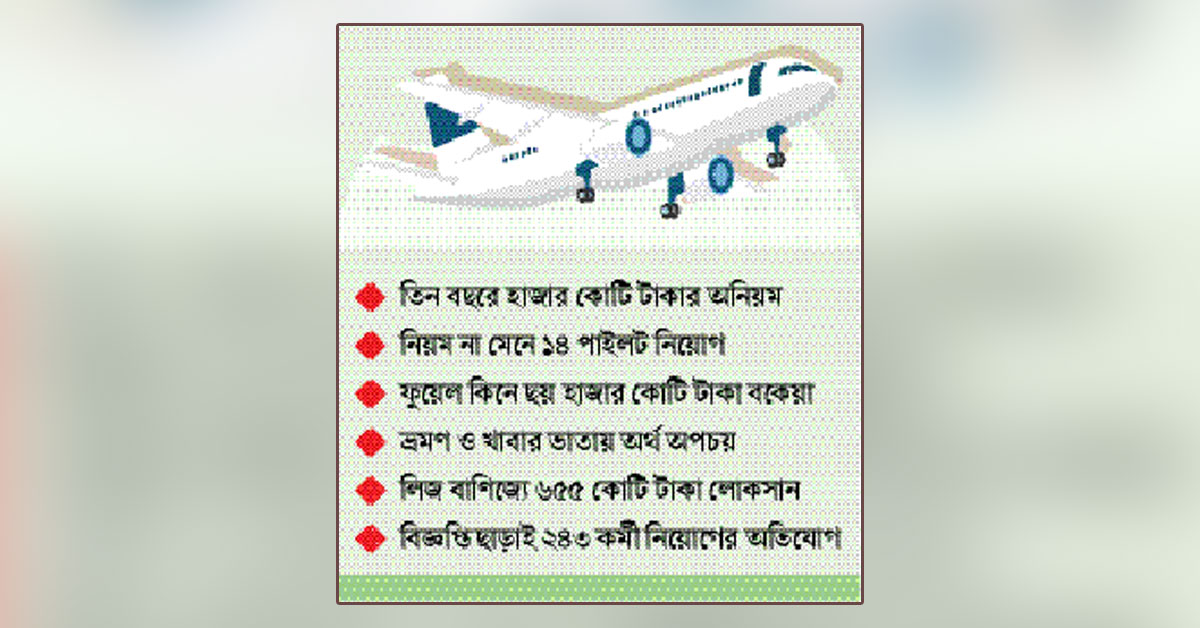অব্যবস্থাপনায় ডুবছে বিমান