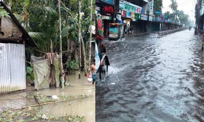 পানিতে ভাসছে বরিশাল নগরী