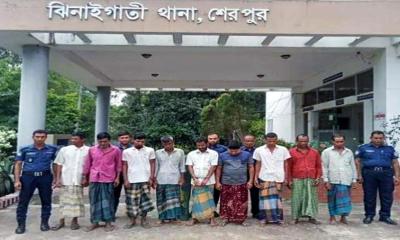 ঝিনাইগাতীতে পুলিশের অভিযানে ৯ জুয়াড়ি গ্রেপ্তার