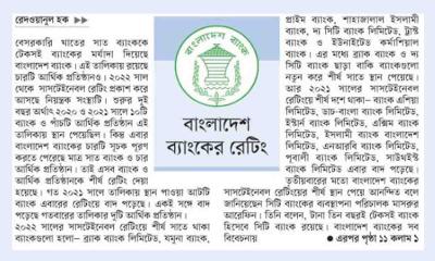 টেকসই ব্যাংক সাতটি আর্থিক প্রতিষ্ঠান চার