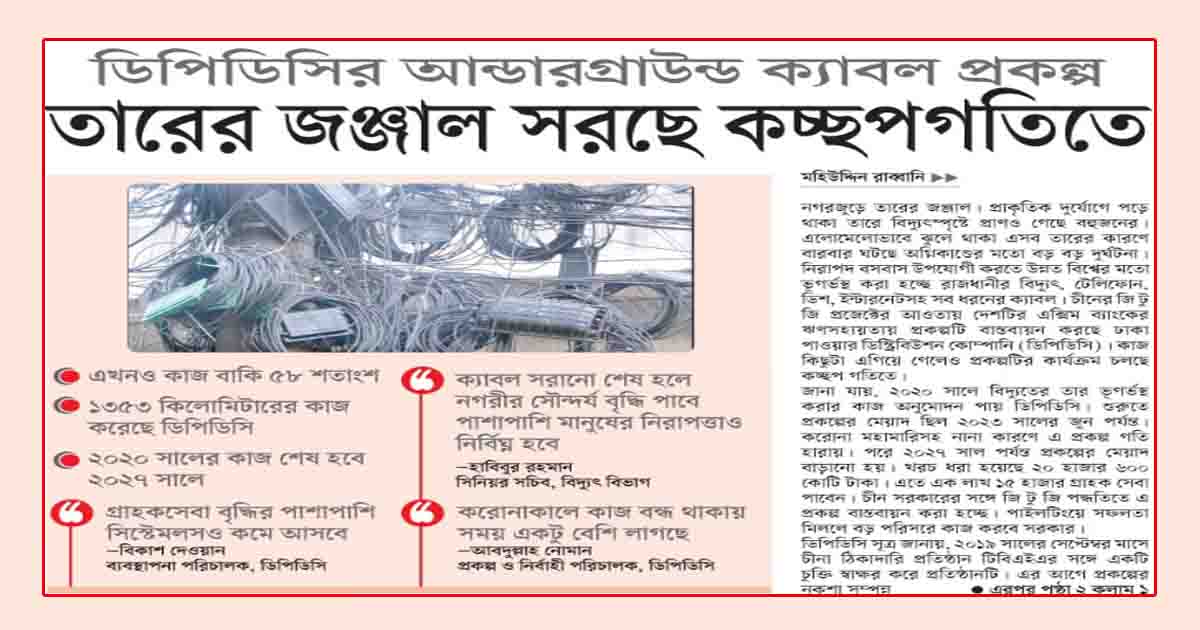 তারের জঞ্জাল সরছে কচ্ছপগতিতে