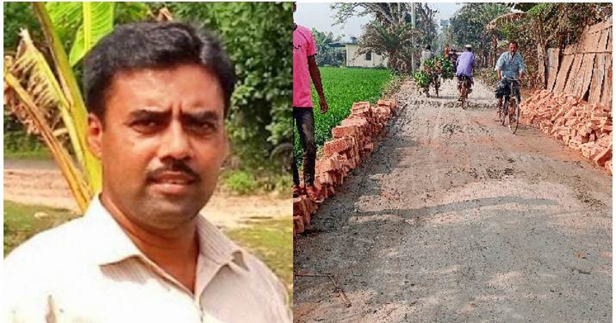 কালিগঞ্জে নিজের টাকায় রাস্তা মেরামত করলেন ইউপি সদস্য