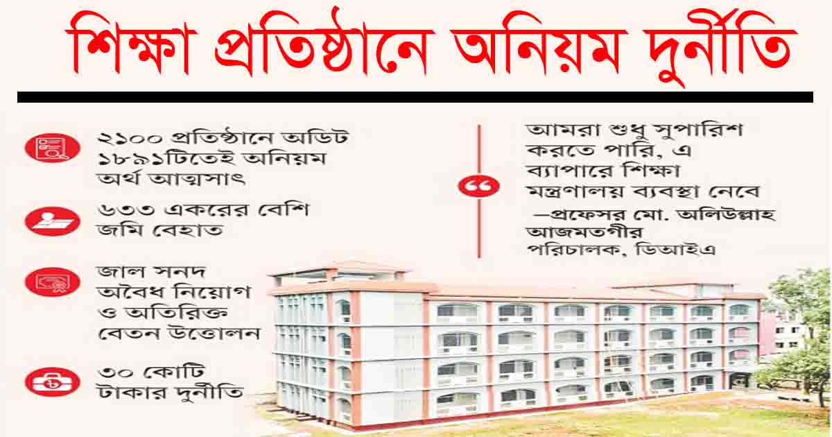 শিক্ষাপ্রতিষ্ঠানে অনিয়ম দুর্নীতি