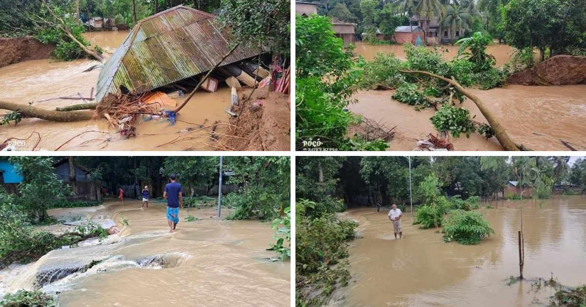 ফেনীর মুহুরী-কহুয়া নদীর বাঁধ ভেঙে ১০ গ্রাম প্লাবিত, পরিদর্শনে প্রতিমন্ত্রী