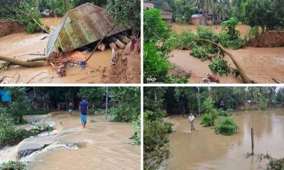 ফেনীর মুহুরী-কহুয়া নদীর বাঁধ ভেঙে ১০ গ্রাম প্লাবিত, পরিদর্শনে প্রতিমন্ত্রী