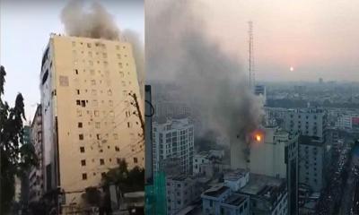 মহাখালীর খাজা টাওয়ারে আগুন, নিয়ন্ত্রণে ১০ ইউনিট