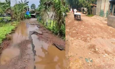 বন্যায় ক্ষতিগ্রস্ত চাটখিল-খিলপাড়া সড়ক