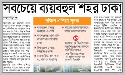 সবচেয়ে ব্যয়বহুল শহর ঢাকা
