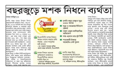 বছরজুড়ে মশক নিধনে ব্যর্থতা