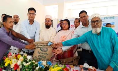 সাপাহারে প্রান্তিক কৃষকদের মাঝে বিনামূল্যে বীজ-সার বিতরণ