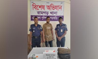 রামগড়ে মাদক ব্যবসায়ী গ্রেপ্তার, প্রাইভেটকার জব্দ