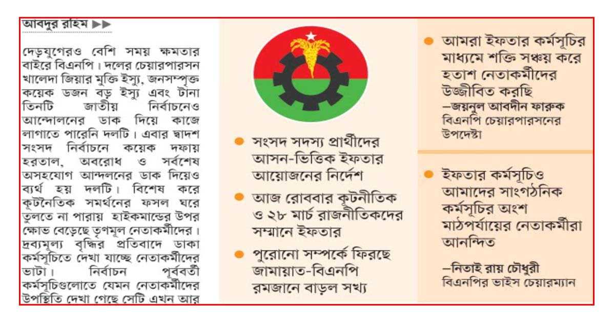 নেতাকর্মীদের মান ভাঙাচ্ছে বিএনপি