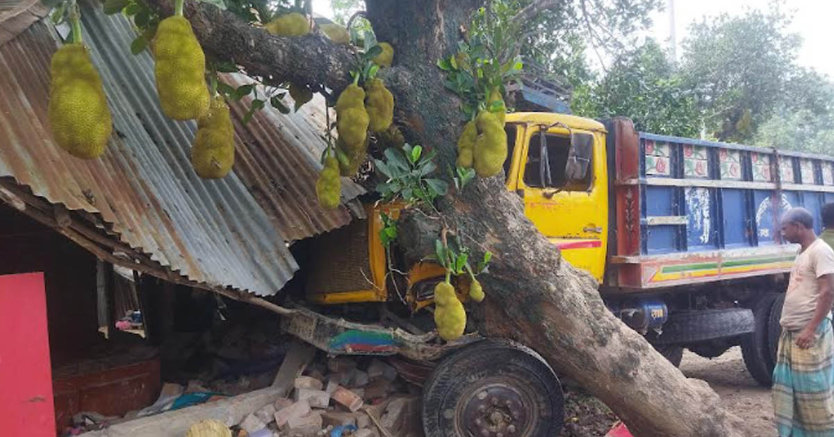 দৌলতপুরে নিয়ন্ত্রণ হারিয়ে বসতঘরে মালবাহী ট্রাক, আহত ২ নারী