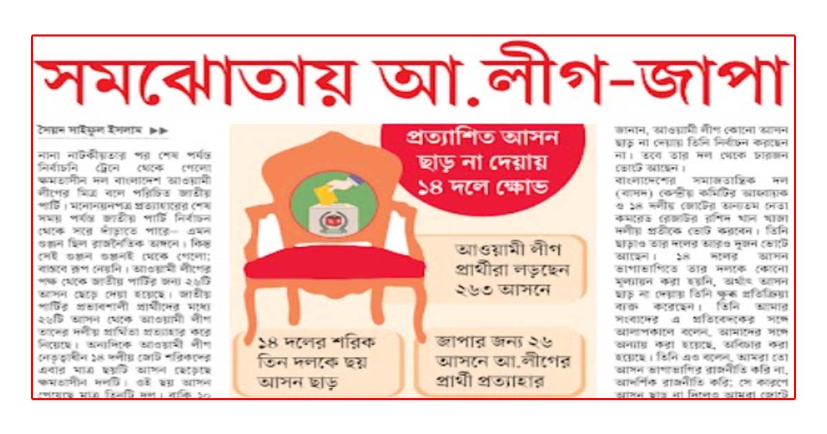 সমঝোতায় আ.লীগ-জাপা