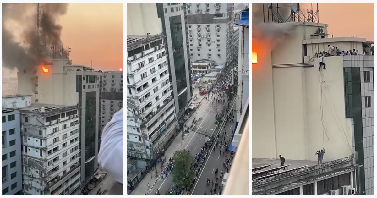 খাজা টাওয়ারে আগুন: নিয়ন্ত্রণে যোগ দিয়েছে সেনা, নৌ ও বিমান বাহিনী
