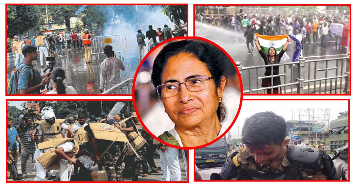 পশ্চিমবঙ্গে ‘নবান্ন’ ঘেরাও কর্মসূচিতে আন্দোলনকারীদের ওপর পুলিশের হামলা