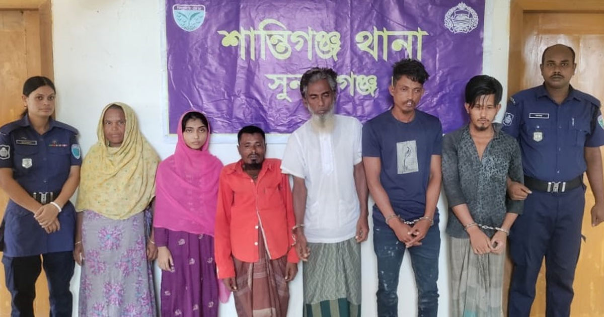 শান্তিগঞ্জে অপহরণের একমাস পর শিকলবন্দি  শিশু উদ্ধার, গ্রেপ্তার ৬