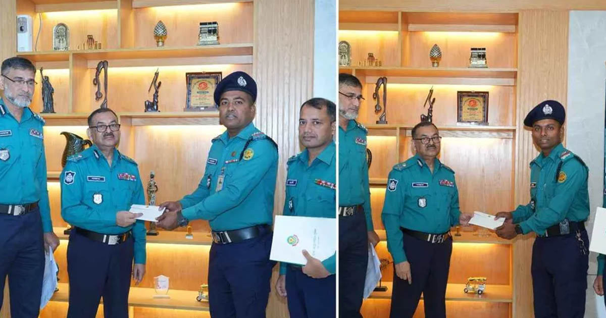 সাহসিকতা ও বুদ্ধিমত্তার জন্য দুই পুলিশ সার্জেন্টকে পুরস্কৃত