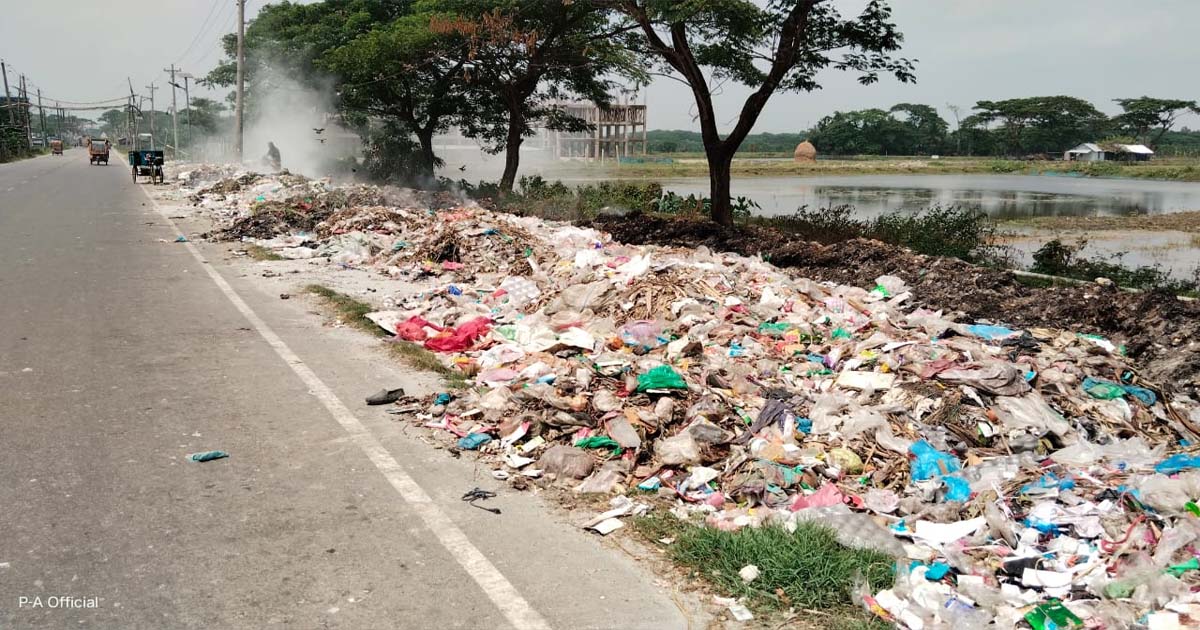 চরফ্যাশনে সড়কের পাশে ময়লার ভাগাড় দুর্ভোগে জনসাধারণ