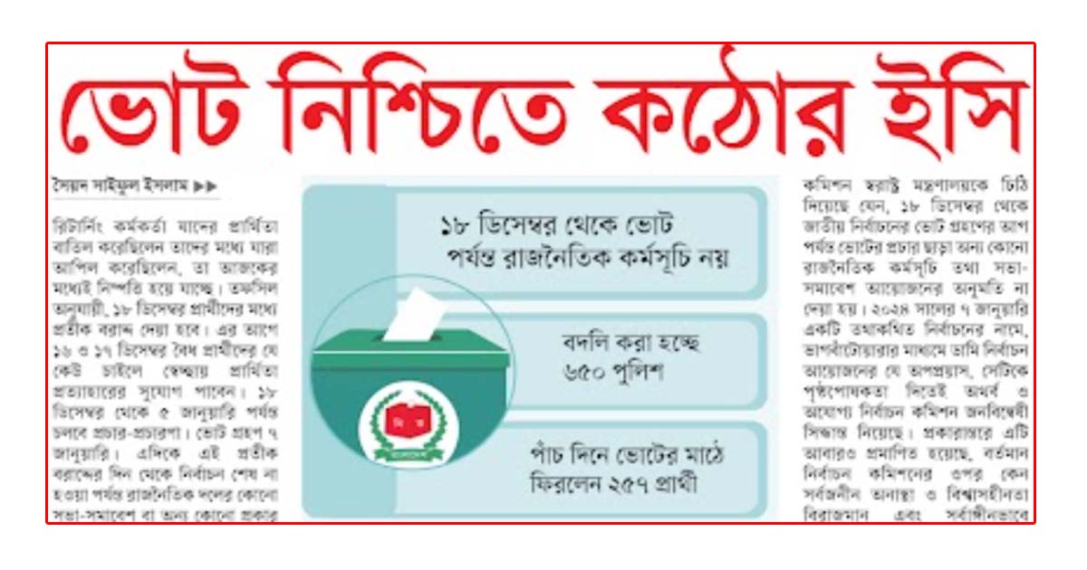 ভোট নিশ্চিতে কঠোর ইসি