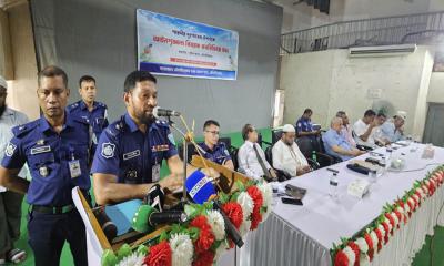 শারদীয় দুর্গোৎসব উপলক্ষে মৌলভীবাজার জেলা পুলিশের আইনশৃঙ্খলা বিষয়ক মতবিনিময়
