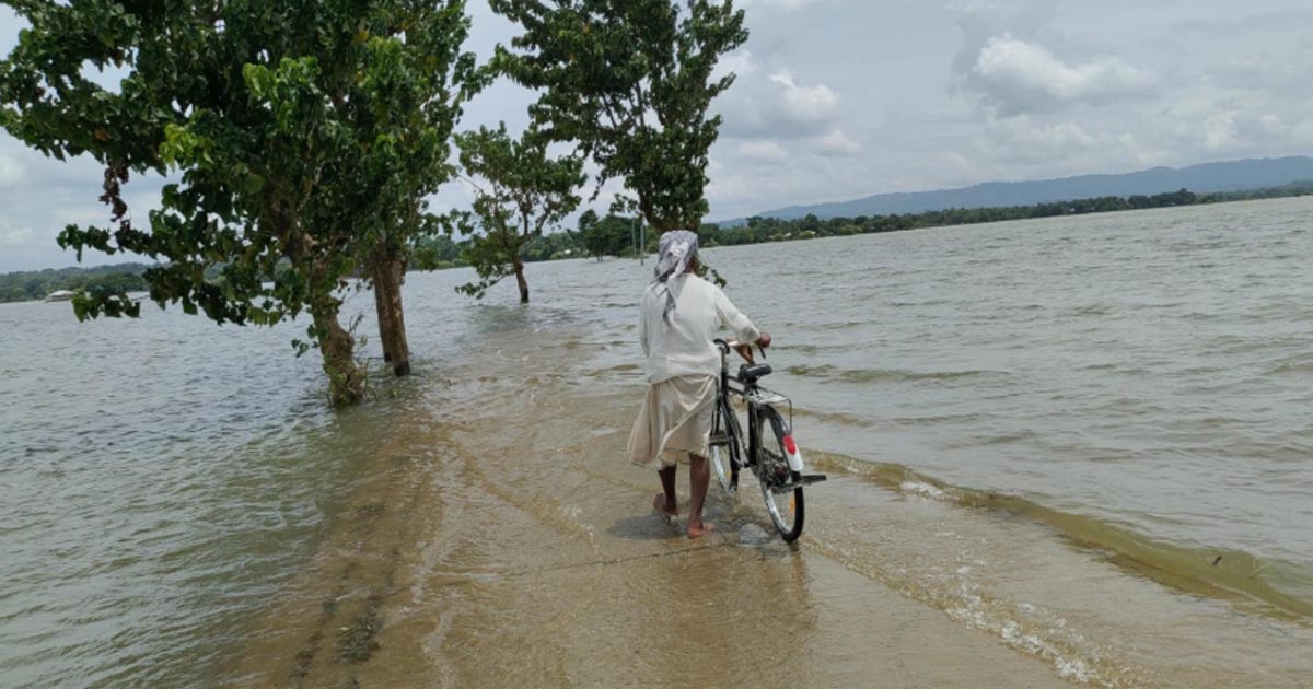 বাঘাইছড়িতে বর্ষা ও পাহাড়ি ঢলের কারণে পানিবন্দী শতাধিক পরিবার
