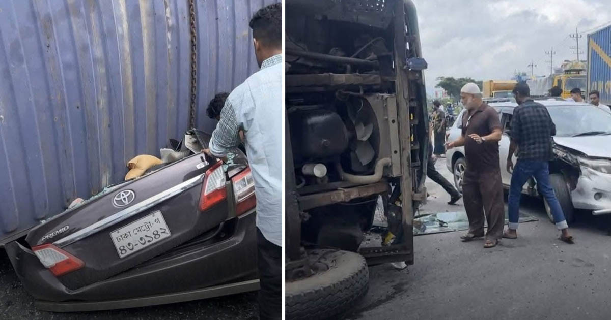 কুমিল্লায় কাভার্ডভ্যান উল্টে প্রাইভেটকারের ওপর, নিহত ৪