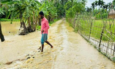 টানা ভারী বর্ষণে বাঘাইছড়ির নিম্নাঞ্চল প্লাবিত, জনদুর্ভোগ চরমে