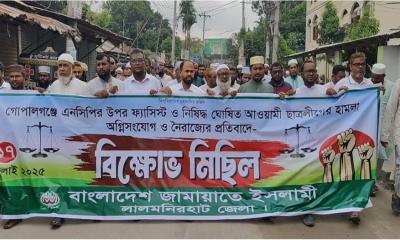 গোপালগঞ্জে হামলার প্রতিবাদে লালমনিরহাটে জামায়াতের বিক্ষোভ