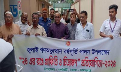 নলছিটিতে গণঅভ্যুত্থান বর্ষপূর্তি উপলক্ষে গ্রাফিতি ও চিত্রাঙ্কন প্রতিযোগিতা