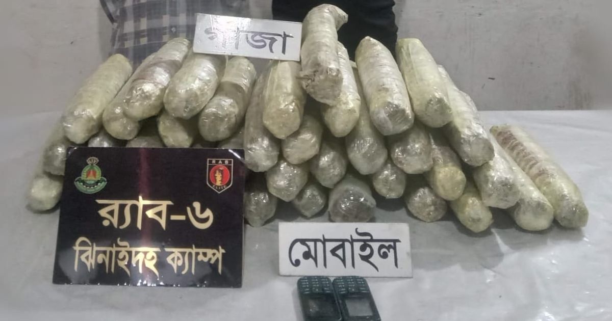 মাগুরায় র‍্যাবের অভিযানে সাড়ে ২০ কেজি গাঁজা উদ্ধার, আটক ২
