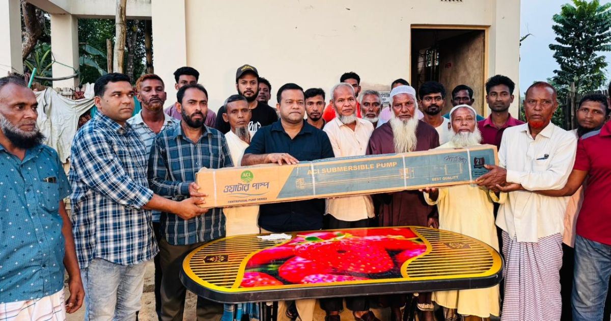 মাটিরাঙ্গায় ওয়াদুদ ভূইয়ার উদ্যোগে মুসলিমপাড়ায় সুপেয় পানির পাম্প স্থাপন
