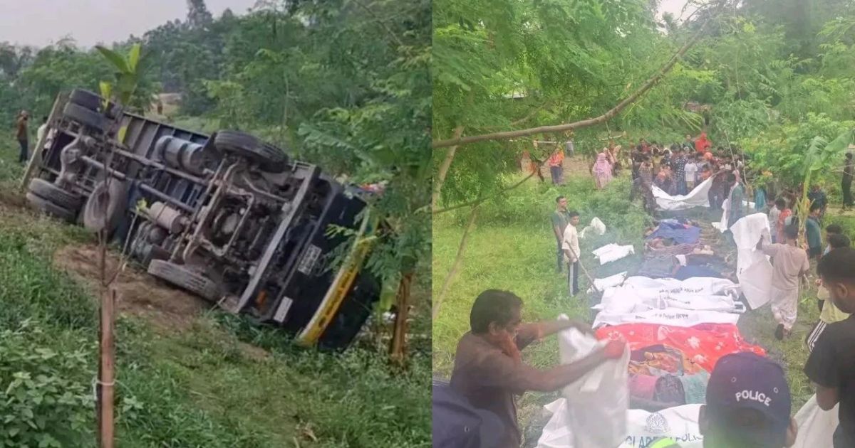 যমুনা সেতুর পূর্বপাড়ে ট্রাক উল্টে ১৫ জনের মর্মান্তিক মৃত্যু