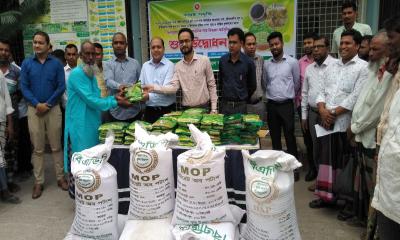 চাঁপাইনবাবগঞ্জে সদর উপজেলায় প্রণোদনার বীজ ও সার বিতরণ