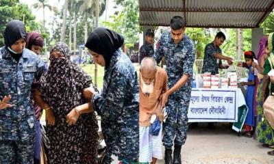 কয়রায় নৌবাহিনীর ফ্রি চিকিৎসাসেবা পেলেন শতাধিক মানুষ 