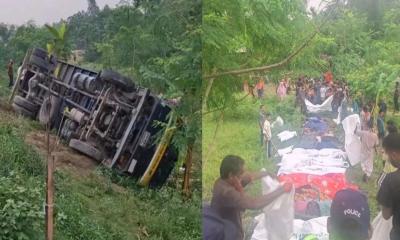 যমুনা সেতুর পূর্বপাড়ে ট্রাক উল্টে ১৫ জনের মর্মান্তিক মৃত্যু