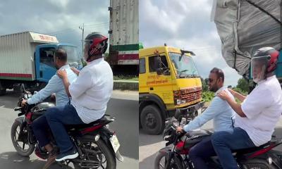 তীব্র যানজটে বাধ্য হয়ে মোটরসাইকেলে গন্তব্যে যাচ্ছেন সড়ক উপদেষ্টা