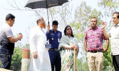 কুড়িগ্রাম-লালমনিরহাট জেলা সীমানায় প্রবেশদ্বার নির্মাণের স্থান পরিদর্শন