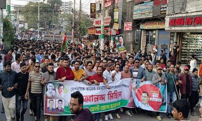 তারেক রহমানের স্বদেশ প্রত্যাবর্তনকে স্বাগত জানিয়ে ফেনীতে আনন্দ মিছিল