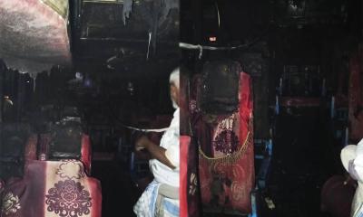 নোয়াখালীতে টার্মিনালে থাকা বাসে আগুন