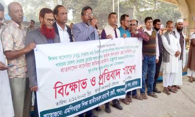পলাশবাড়ীতে এমপিওভুক্ত শিক্ষা জাতীয়করণ প্রত্যাশী জোটের বিক্ষোভ ও প্রতিবাদ সমাবেশ