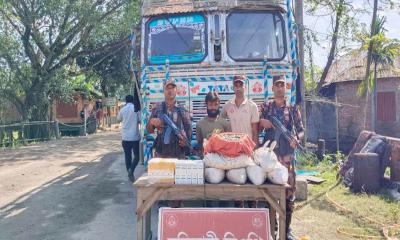 বুড়িমারী স্থলবন্দরে ভারতীয় ট্রাক থেকে বাংলাদেশি ওষুধ ও সিসা জব্দ, চালক আটক
