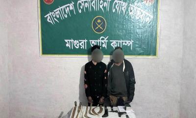 শালিখায় সেনাবাহিনীর যৌথ অভিযানে বিদেশি পিস্তল উদ্ধার, গ্রেপ্তার ২
