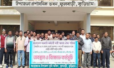 ৯ম পে-স্কেলের দাবিতে ফুলবাড়ীতে সরকারি কর্মচারীদের বিক্ষোভ