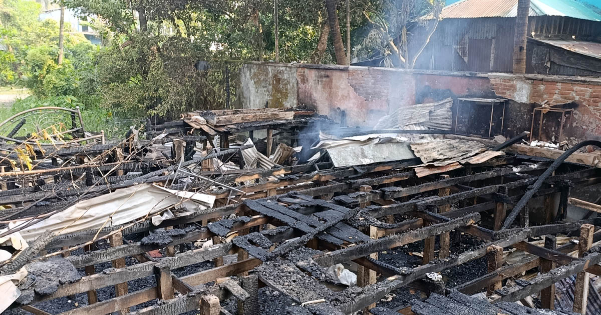 ভয়াবহ অগ্নিকাণ্ডে দুমকিতে ভাতের হোটেল পুড়ে ছাই