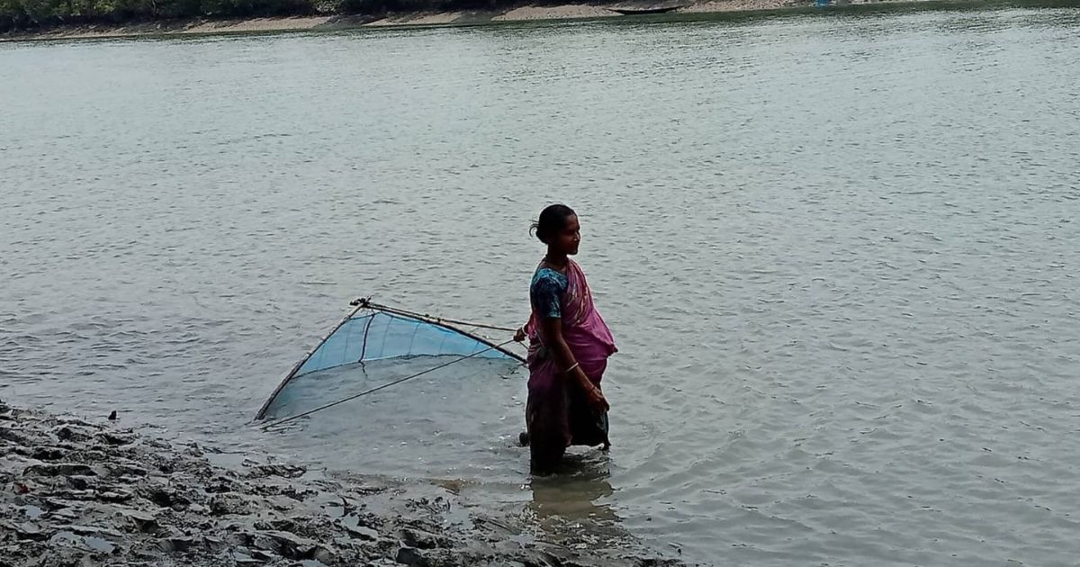 গর্ভে সন্তান, হাতে জাল নিয়ে নদীর জলে জীবিকার খোঁজে মা
