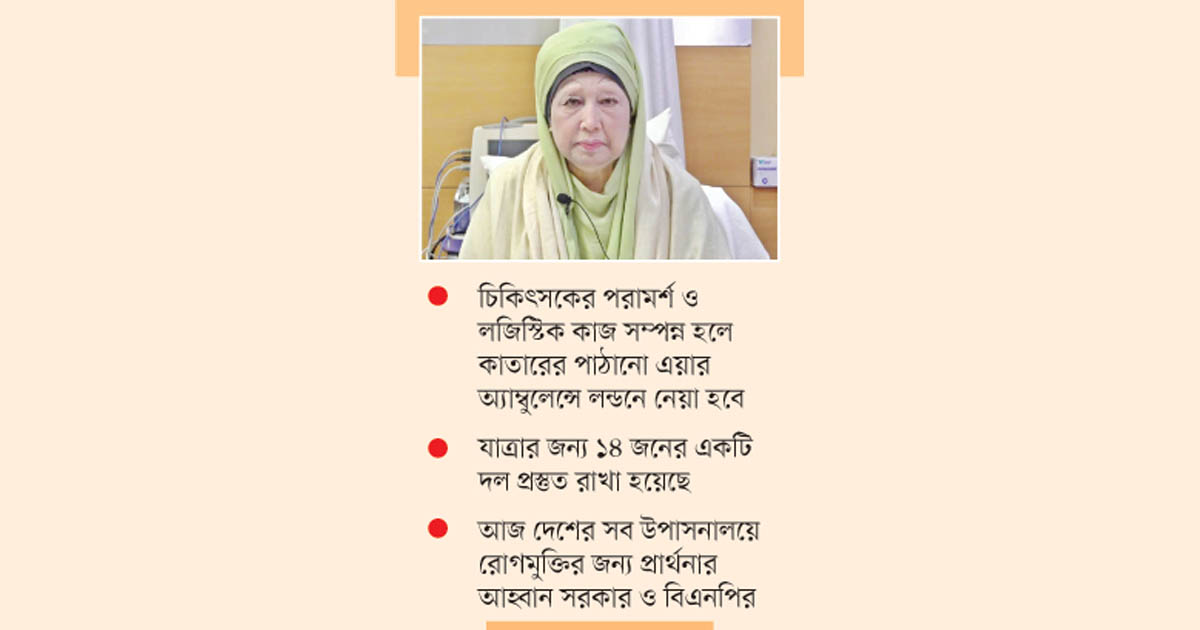 খালেদা জিয়াকে নেয়া হচ্ছে লন্ডন