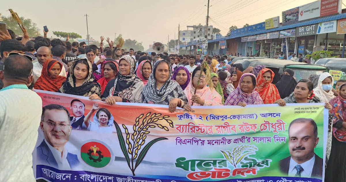 ভেড়ামারায় বিএনপির উদ্যোগে ধানের শীষের গণ মিছিল