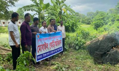 সালথায় মৎস্য সম্পদের ‘নীরব ঘাতক’ চায়না দুয়ারি জাল পুড়িয়ে ধ্বংস