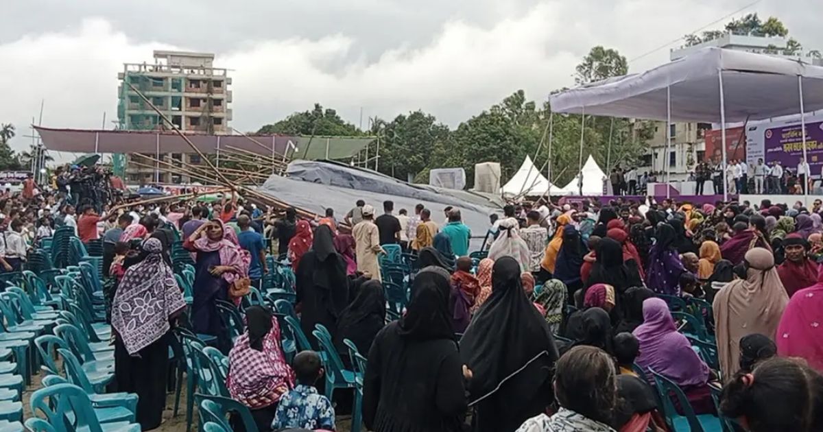 শ্রীমঙ্গলে প্রধানমন্ত্রী পৌঁছানোর আগেই ভেঙে পড়ল প্যান্ডেল